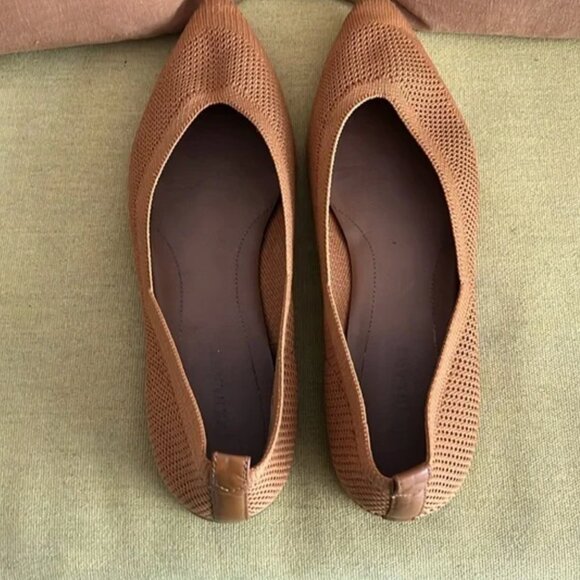 Everlane ReKnit 40-Hour Flat Pointed Toe Knit Ballet Shoe Toffee Tan 9.5 - Picture 7 of 7